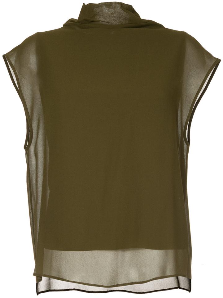 Jean Paul Knott High Neck Layered Top - Green