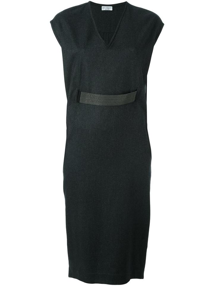 Brunello Cucinelli Belted V-neck Dress