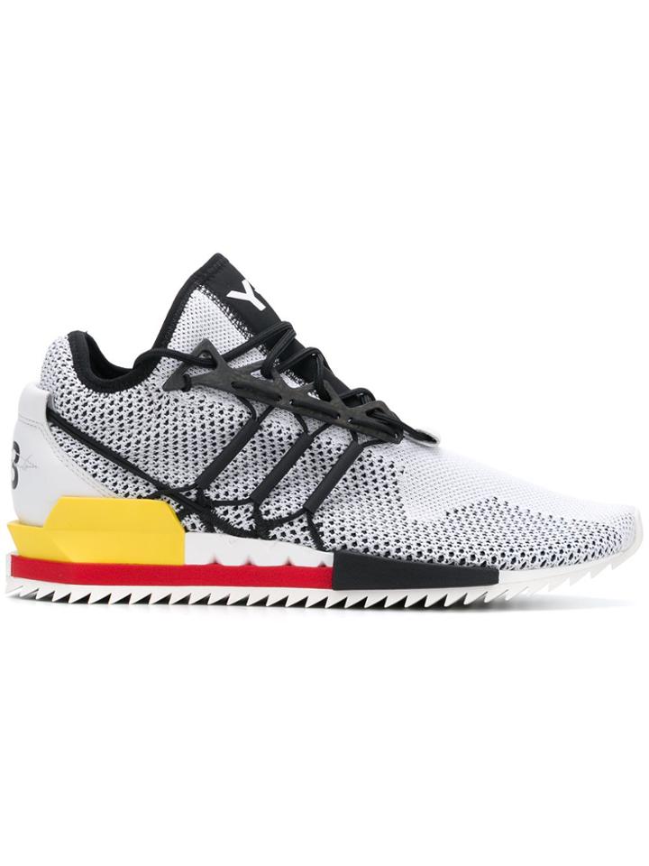 Y-3 Mesh-lace-up Sneakers - White