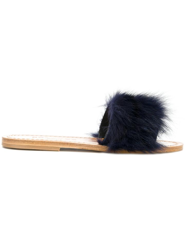Solange Fur Detail Sandals - Blue