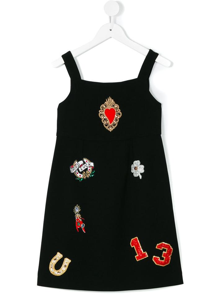 Dolce & Gabbana Kids - Appliqué Party Dress - Kids - Spandex/elastane/acetate/viscose - 8 Yrs, Black