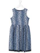 Charabia Sleeveless Leopard Print Dress - Blue