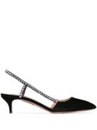 Aquazzura 45 Crystal Embellished Slingback Pumps - Black