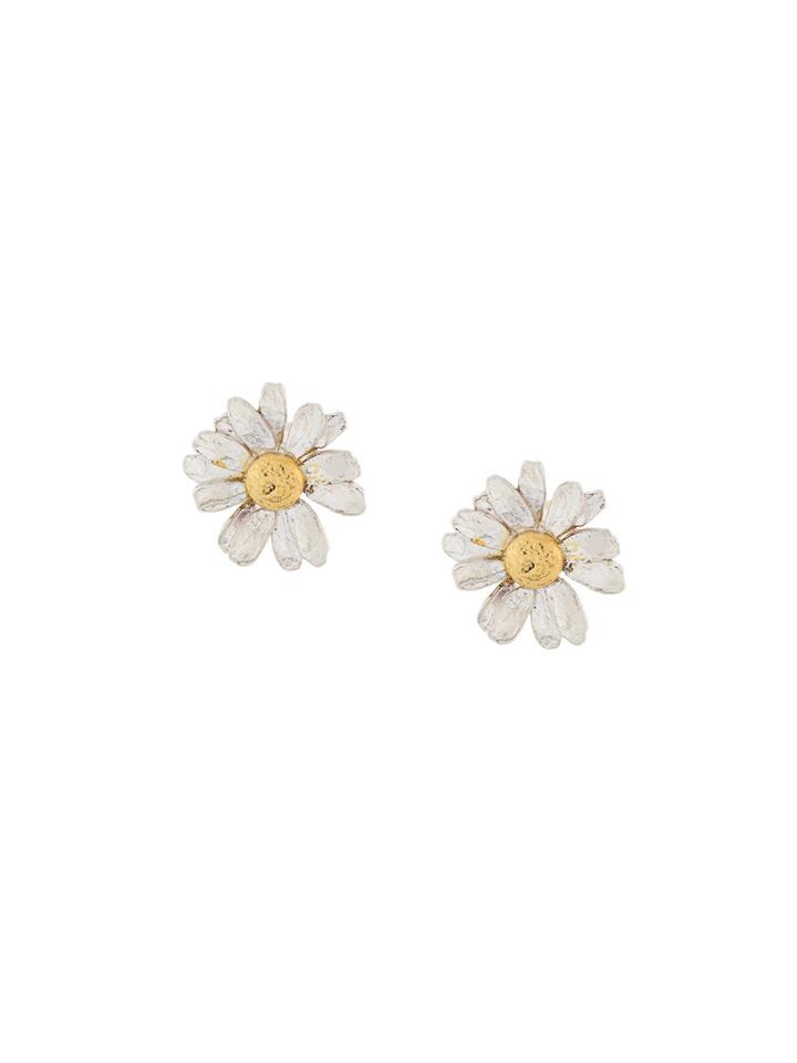 Alex Monroe Classic Daisy Stud Earrings, Women's, Metallic