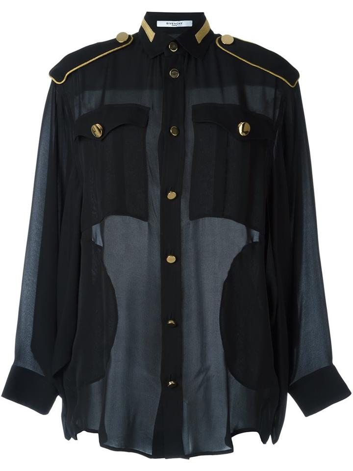 Givenchy Military Blouse, Women's, Size: 40, Black, Silk/polyamide/polyester/wool
