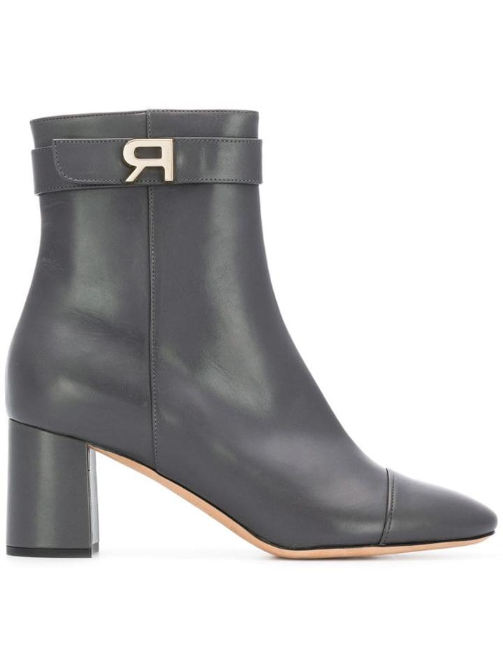 Rochas Logo Plaque Boots - Grey