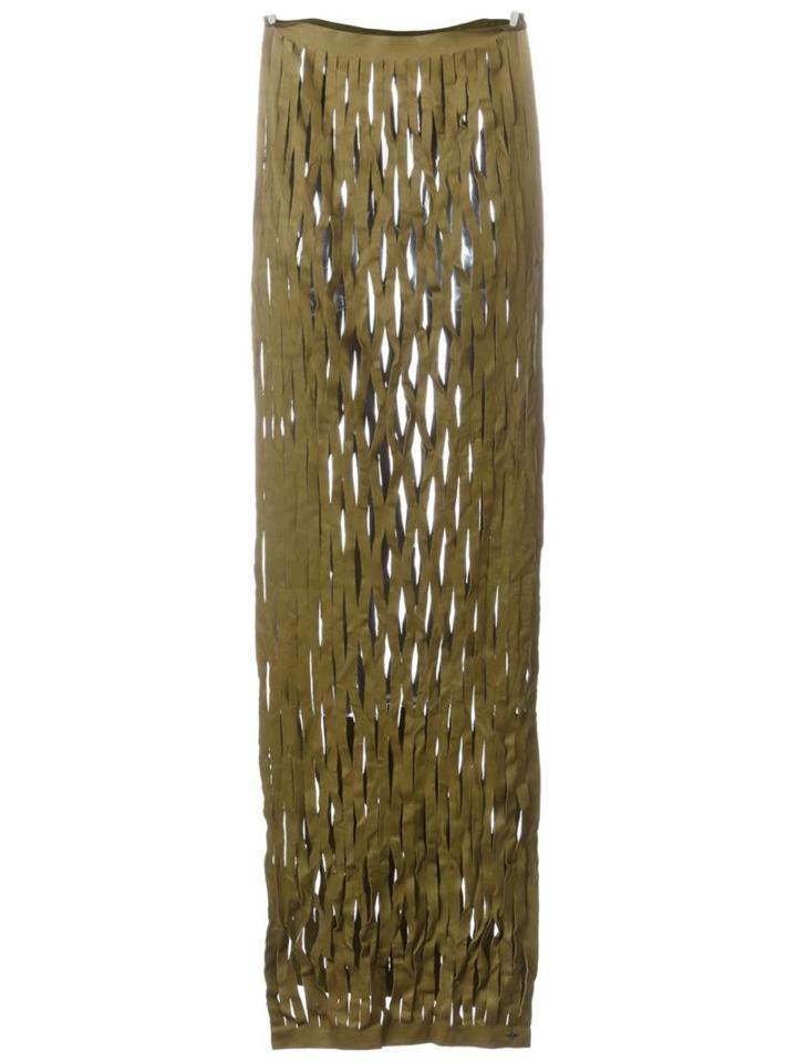Ma+ - Mesh Scarf - Women - Leather - One Size, Green, Leather