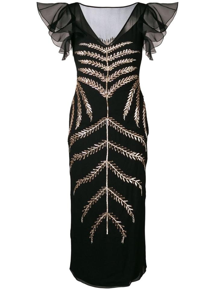 Temperley London Metallic Gold Beaded Dress - Black