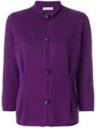Le Tricot Perugia Buttoned Cardigan - Pink & Purple