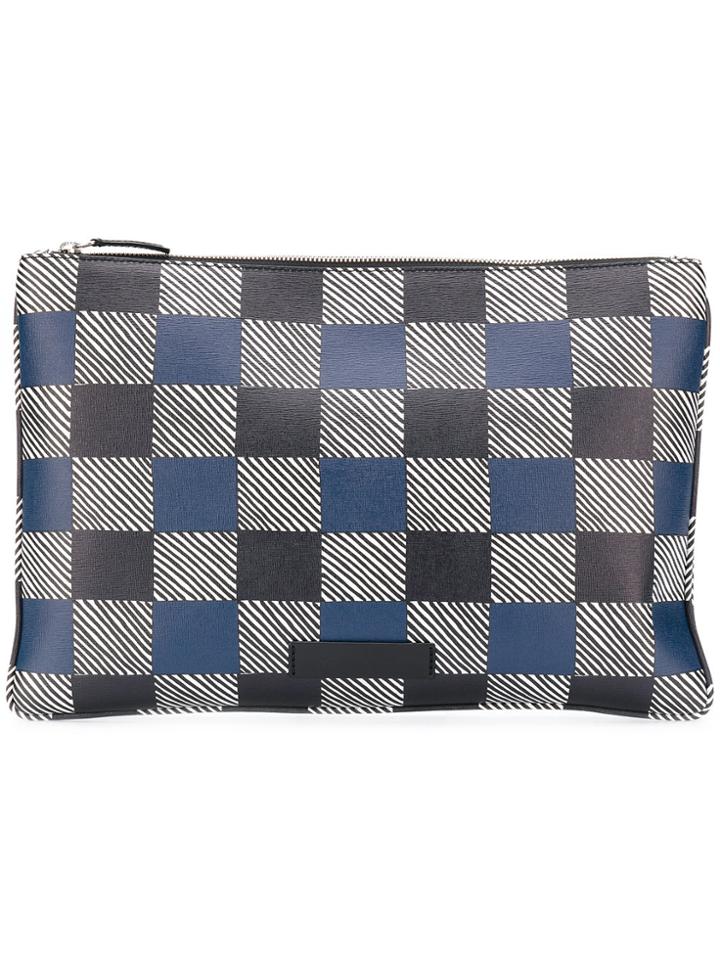 Marni Check And Stripe Clutch - Black