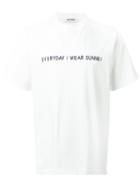 Sunnei Embroidered Slogan T-shirt, Men's, Size: Small, White, Cotton