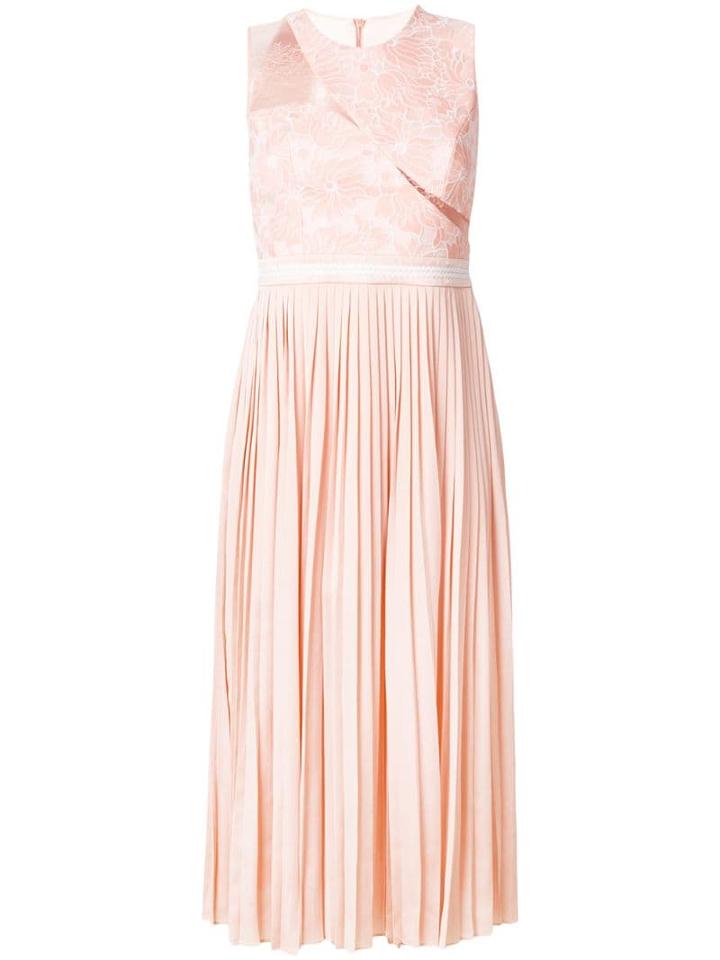 Three Floor Starlight Pleat And Lace Dress - Yellow