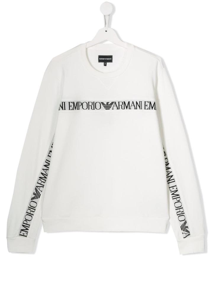 Emporio Armani Kids Teen Logo Tape Sweatshirt - White