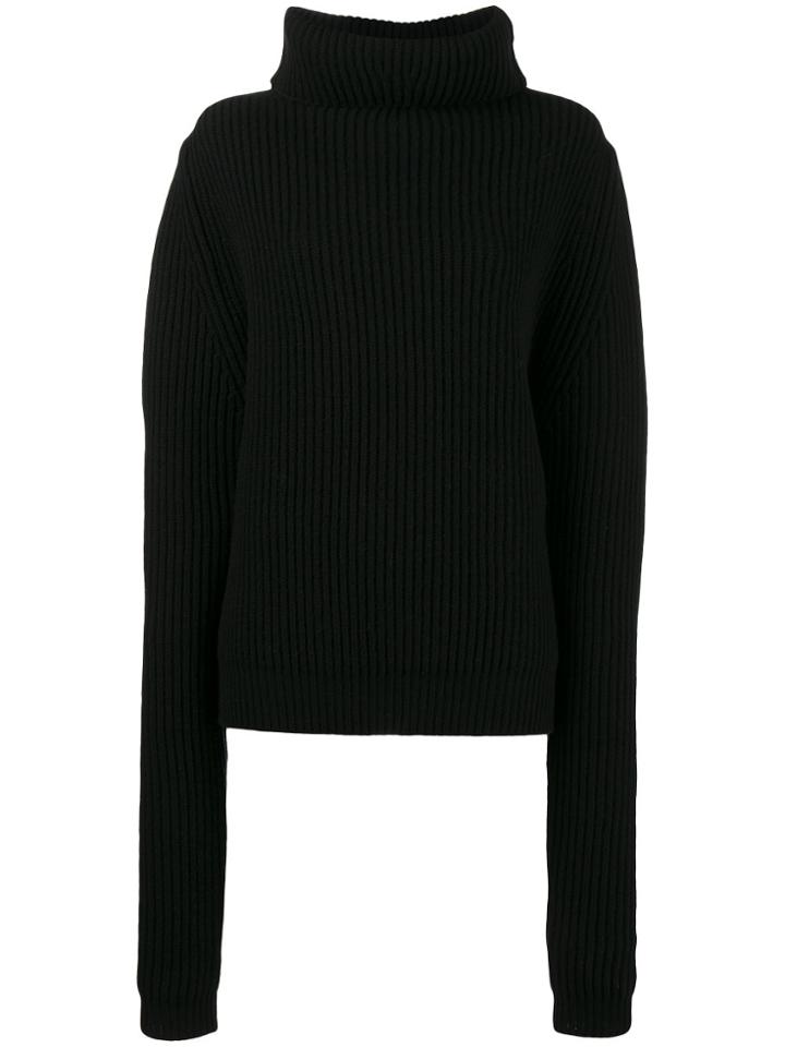 Haider Ackermann Oversized Turtleneck Chunky Ribbed Sweater - Black