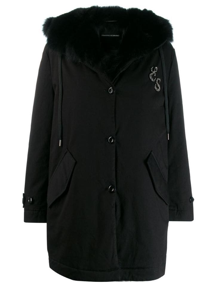 Ermanno Scervino Trimmed Mid-length Coat - Black