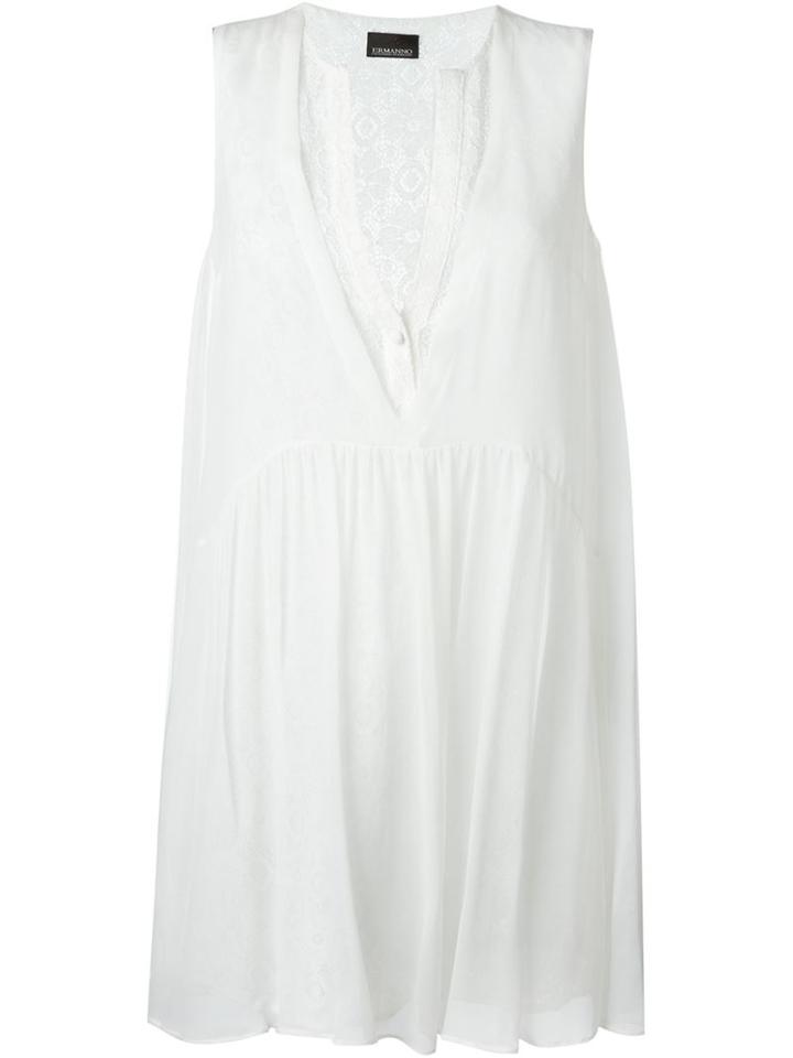 Ermanno Scervino Lace Detail V Neck Dress