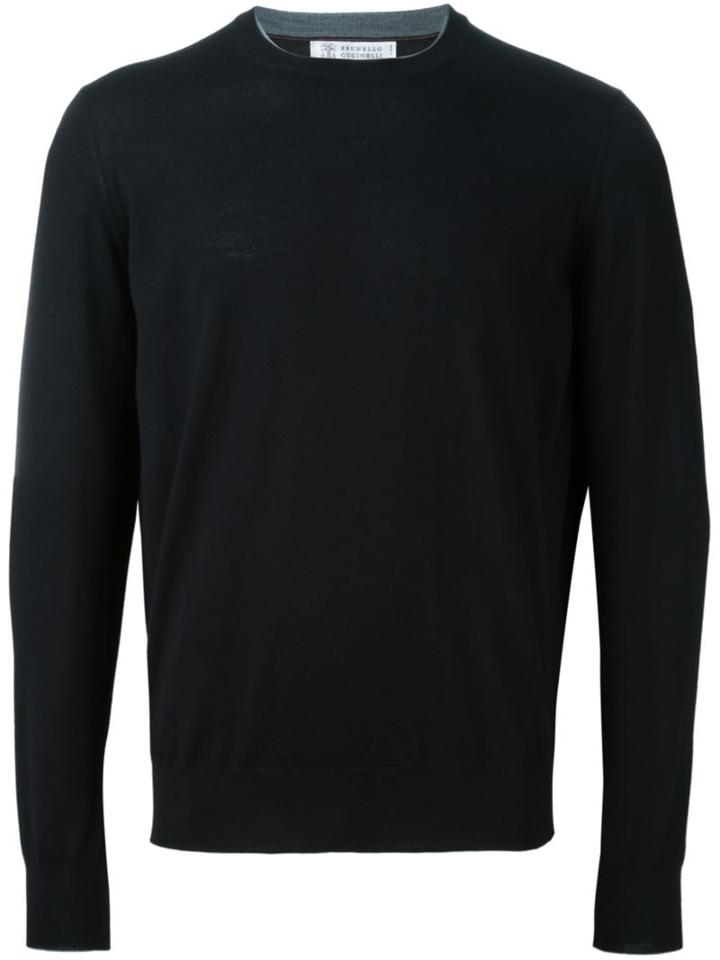 Brunello Cucinelli Crew Neck Jumper, Men's, Size: 50, Black, Cashmere/wool