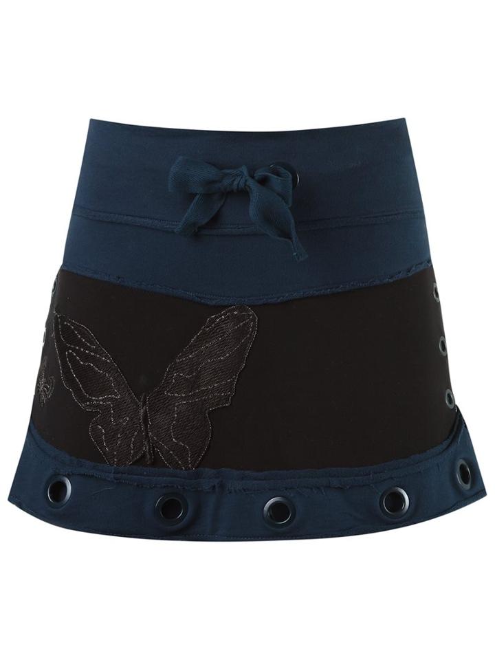 Andrea Bogosian Embroidered Skirt, Women's, Size: P, Blue, Cotton/polyester