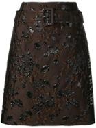 Prada Floral Jacquard Pelmet Skirt - Brown
