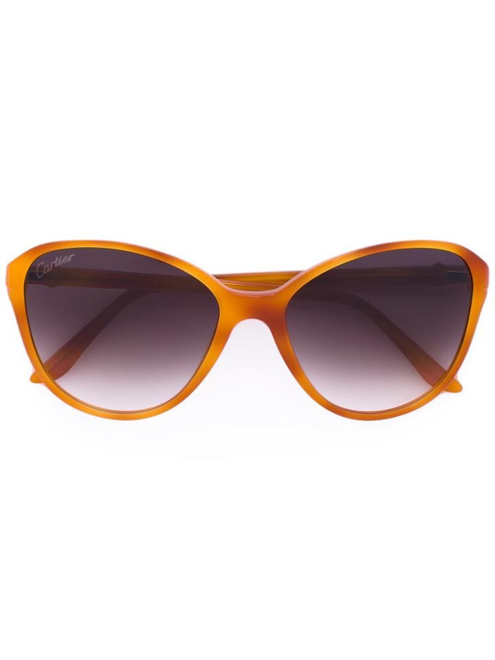 Cartier Oversized Cat Eye Sunglasses - Yellow & Orange