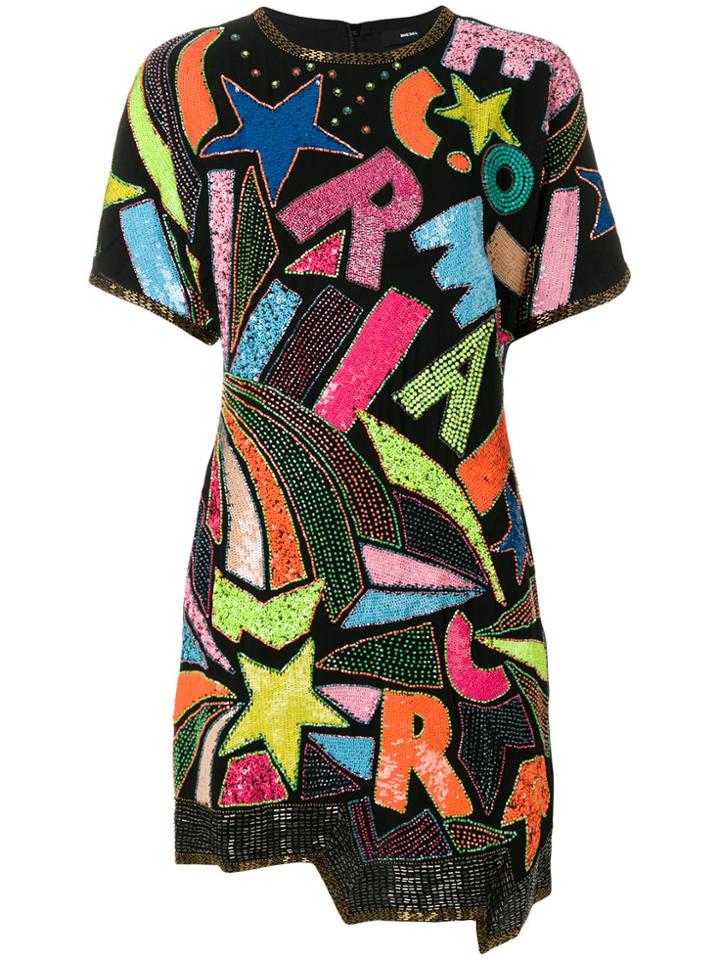 Diesel Bead- And Sequin-embellished Mini Dress - Black