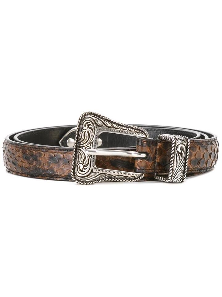 Saint Laurent Western Belt, Men's, Size: 95, Brown, Leather