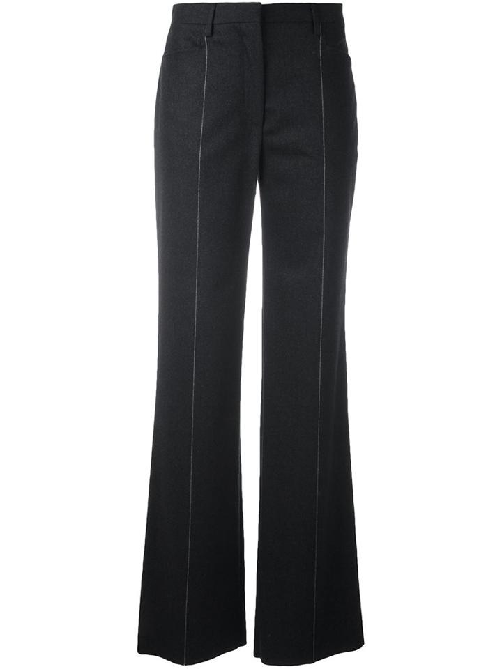 Salvatore Ferragamo Pinstripe Boot-cut Trousers, Women's, Size: 44, Grey, Spandex/elastane/cashmere/virgin Wool