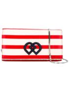 Dsquared2 - Striped Dd Clutch - Women - Goat Skin/lamb Skin/snake Skin/viscose - One Size, White, Goat Skin/lamb Skin/snake Skin/viscose