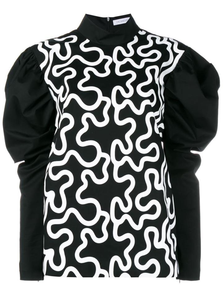 J.w. Anderson Squiggle Print Puff Sleeve Blouse
