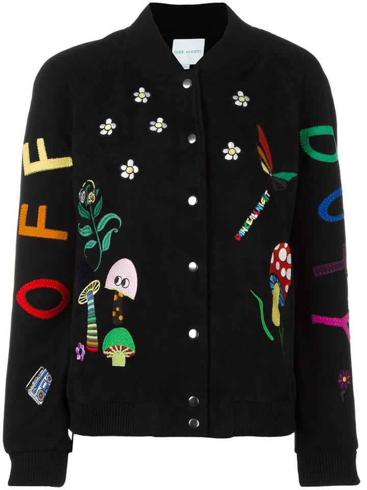 Mira Mikati Snap Fastening Bomber Jacket, Women's, Size: 38, Black, Suede/cotton/polyester