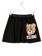 Moschino Kids Teen Logo Bear Print Skirt - Black