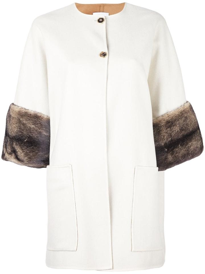 Agnona Mink Fur Cuff Coat - White