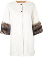 Agnona Mink Fur Cuff Coat - White