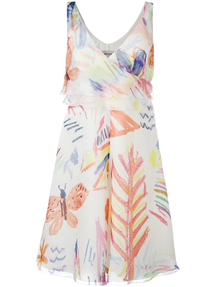 Armani Collezioni - Drawing Print Dress - Women - Silk/polyester - 44, Women's, Silk/polyester