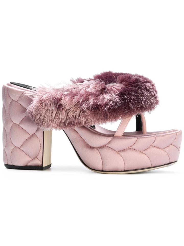 Marco De Vincenzo Textured Platform Sandals - Pink & Purple
