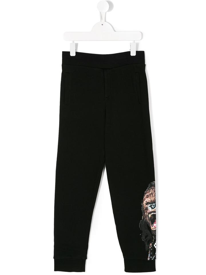 Marcelo Burlon County Of Milan Kids - Gorilla Print Casual Trousers - Kids - Cotton/polyester - 12 Yrs, Black