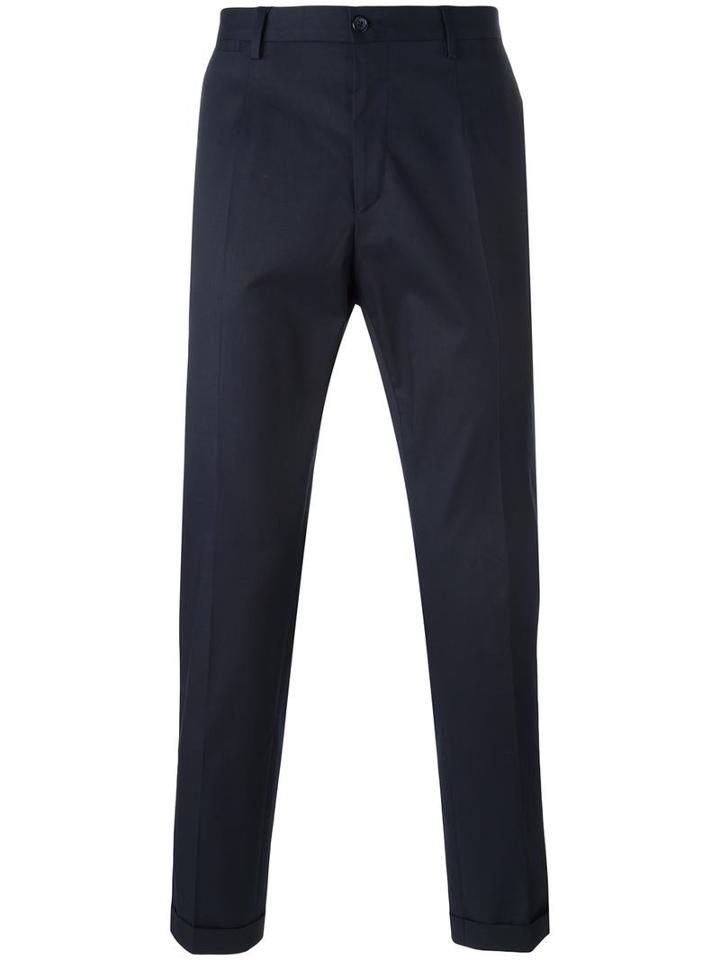 Dolce & Gabbana Classic Chinos, Men's, Size: 48, Blue, Cotton/spandex/elastane