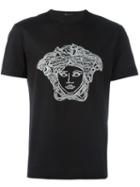 Versace Embroidered Medusa Head T-shirt, Men's, Size: L, Black, Cotton