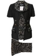 Chanel Pre-owned Sketch Floral Printed Skirt Suit - Black