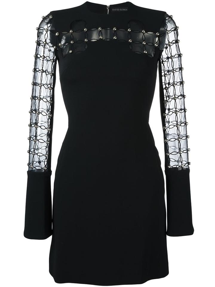 David Koma Studded Dress, Women's, Size: 8, Black, Polyamide/acetate/viscose/acrylic