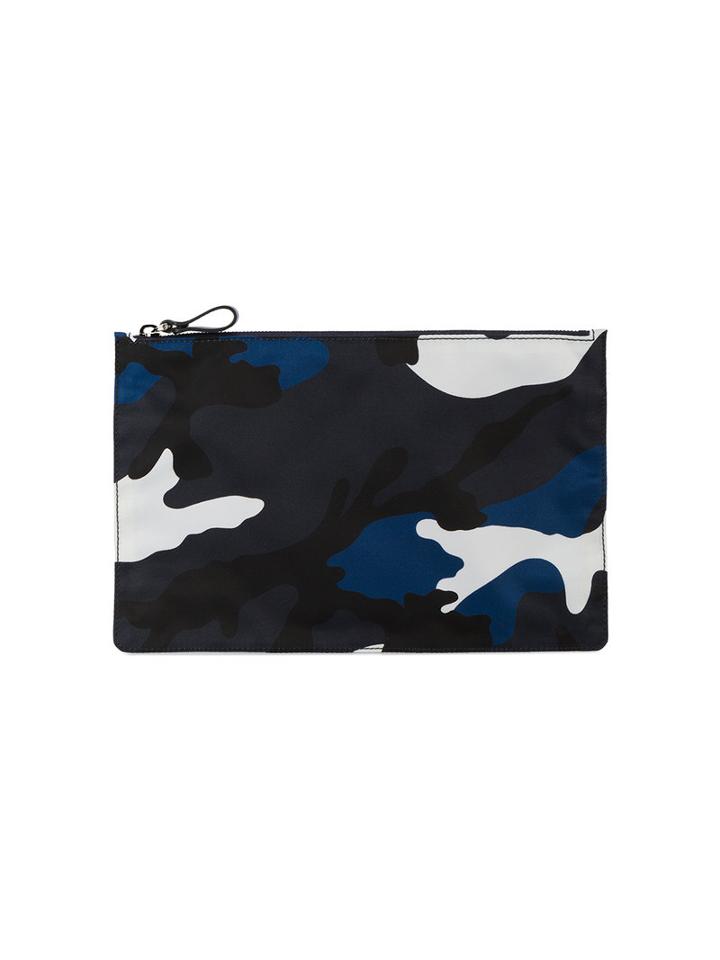 Valentino - Camouflage Print Pouch - Men - Polyamide - One Size, Blue, Polyamide