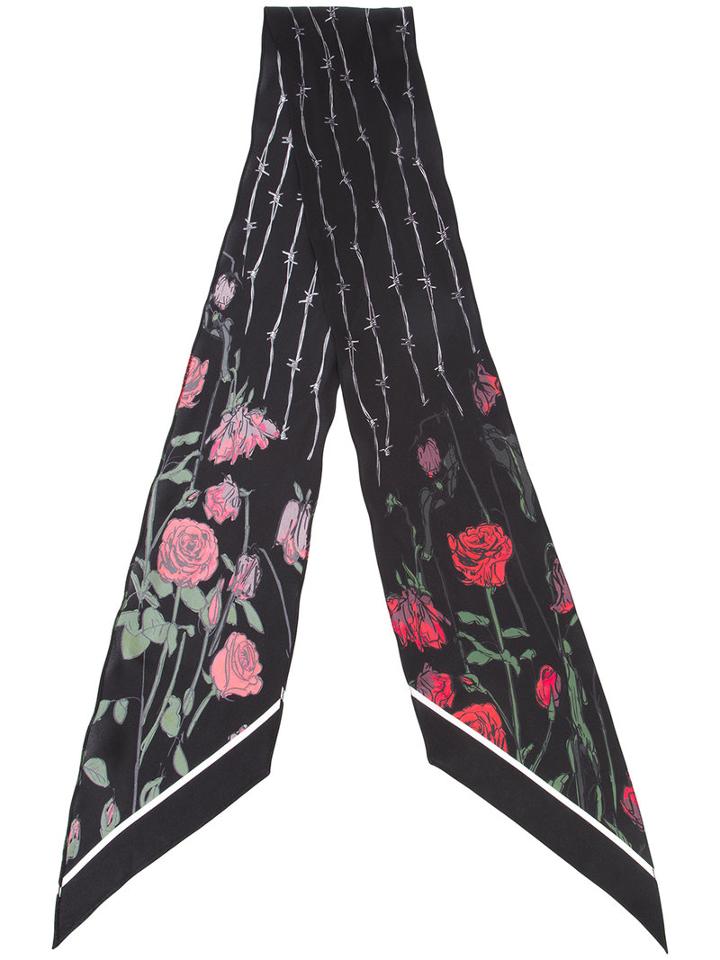 Rockins 'roses' Printed Skinny Scarf, Women's, Black, Silk