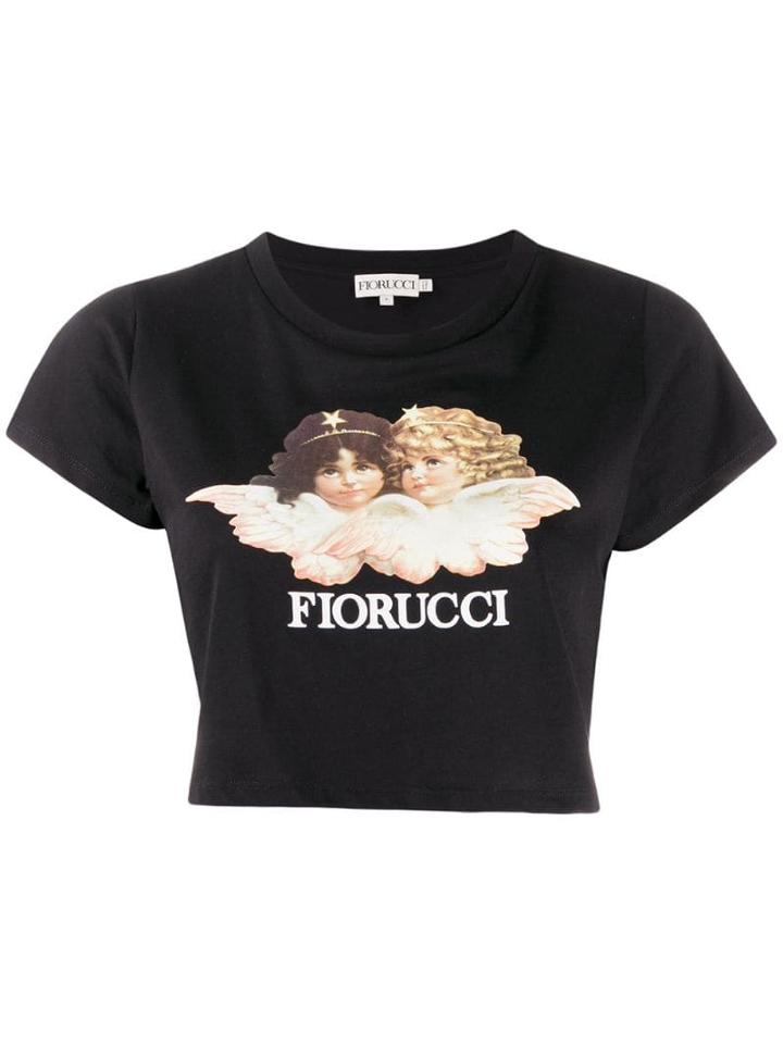 Fiorucci Vintage Angels Cropped Top - Black