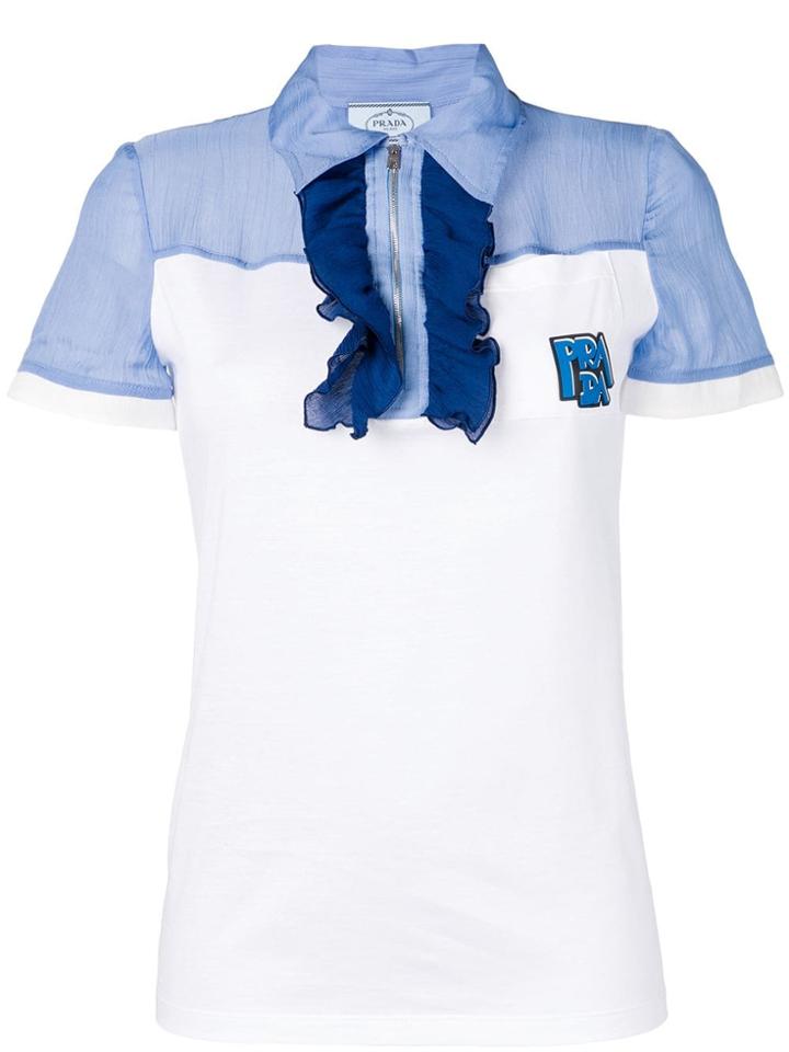 Prada Ruffled Polo Shirt - White