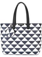 Emporio Armani Triangles Tote Bag, Women's, Blue, Leather/polyester