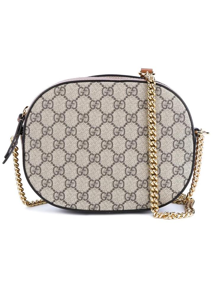 Gucci 'gg Supreme' Mini Chain Bag, Women's, Nude/neutrals, Leather/metal/suede