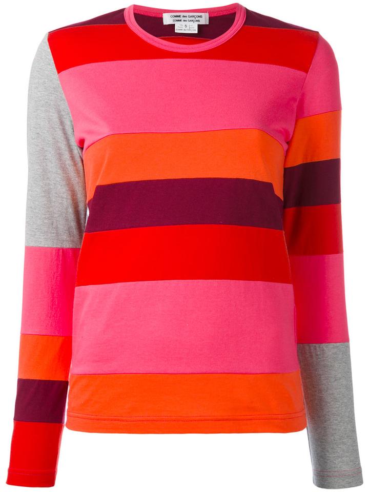 Comme Des Garçons Comme Des Garçons - Striped Knitted Top - Women - Cotton - L, Pink/purple, Cotton