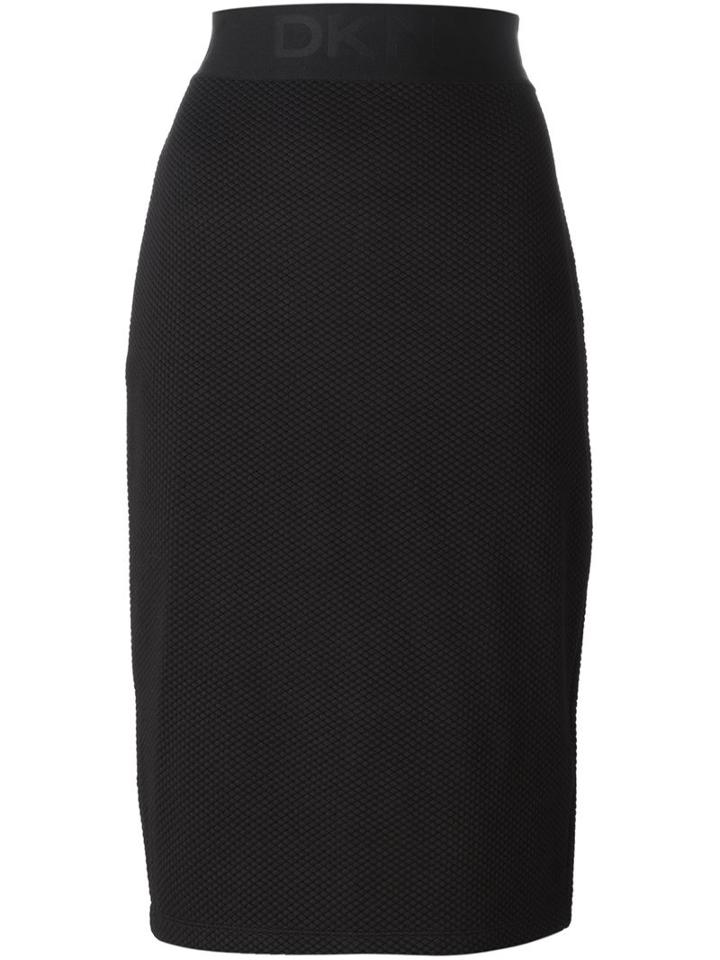 Dkny Elasticated Waistband Pencil Skirt, Women's, Size: 2, Black, Polyester/spandex/elastane/nylon