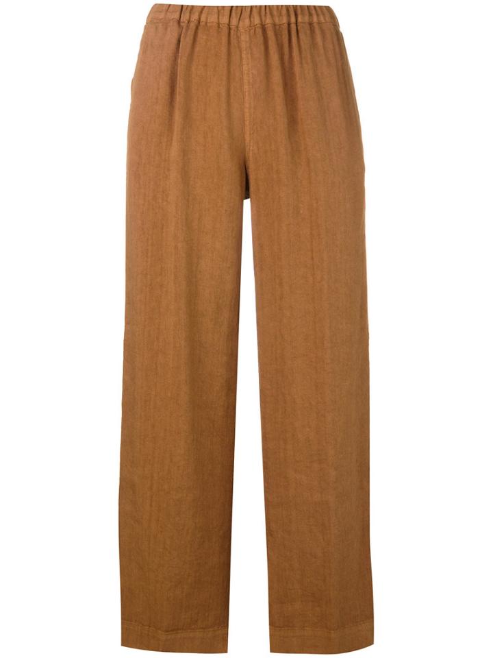 Ql2 - Portia Cropped Trousers - Women - Linen/flax/cupro - 42, Women's, Nude/neutrals, Linen/flax/cupro