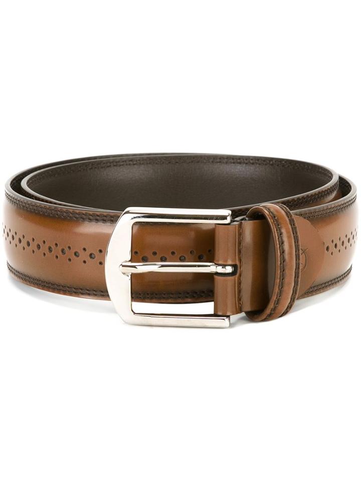 Canali Perforated Belt, Men's, Size: 100, Brown, Leather
